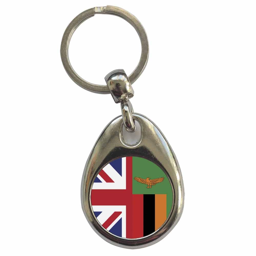 Ozorath Zambia United Kingdom Split Flag Keyring