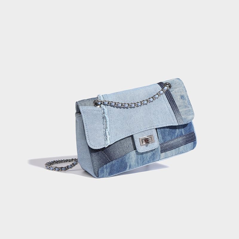 Trendy Denim Shoulder Bag for Women, Ladies Designer Purses, Medium Flap Crossbody Handbag, Women Retro Fashion Purse3