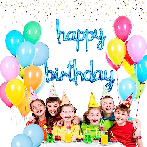 Weika Light Blue Happy Birthday Balloon Banner, 16 Inch Aluminum Foil Letter Birthday Sign Banner For Girls Boys Children Adults Birthday Party Decorations Supplies #TOP5