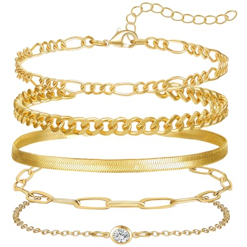 GWAWG 5 Pièces Bracelet Femme en Or 14K et Acier...