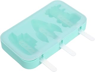 Silicone Ice Lolly Molds and Homemade Ice Cream Molds Set, Food-grade Green Silicone with Sticks, Ocean, Earth, and Sky Shape DIY Dessert Freezer Tray for Family