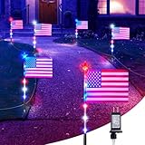Brightown 4th of July Decorations Outdoor, Red White and Blue Lights, 6 Flag Lights Pathway, Memorial Day Decorations for Independence Day Garden Yard Lawn Outside Patriotic Decor