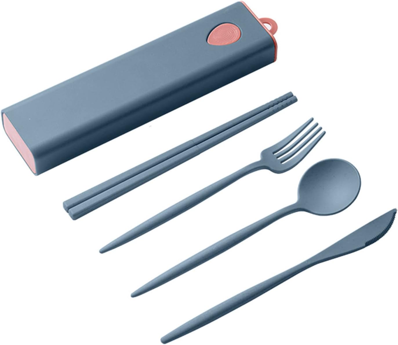 カトラリーセット アウトドア 箸 スプーン フォーク ナイフ 食器セット 麦わら キャンプ 弁当用箸 カトラリー 収納ケース付 携帯便利 通勤 通学 遠足 旅行用品 プレゼント ギフト ブルー