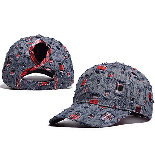 Casquette bonnet trou en jean délavé pour queue de cheval finis les cheveux écrasés