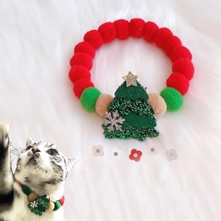 Pet Collar Outdoor Decor Outdoor Ornament Clown Decor Small Puppy Collar Pom Pom Dog Bandana Pet Cat Collars Colorful Hairball Christmas Neckwear Kitten Collars