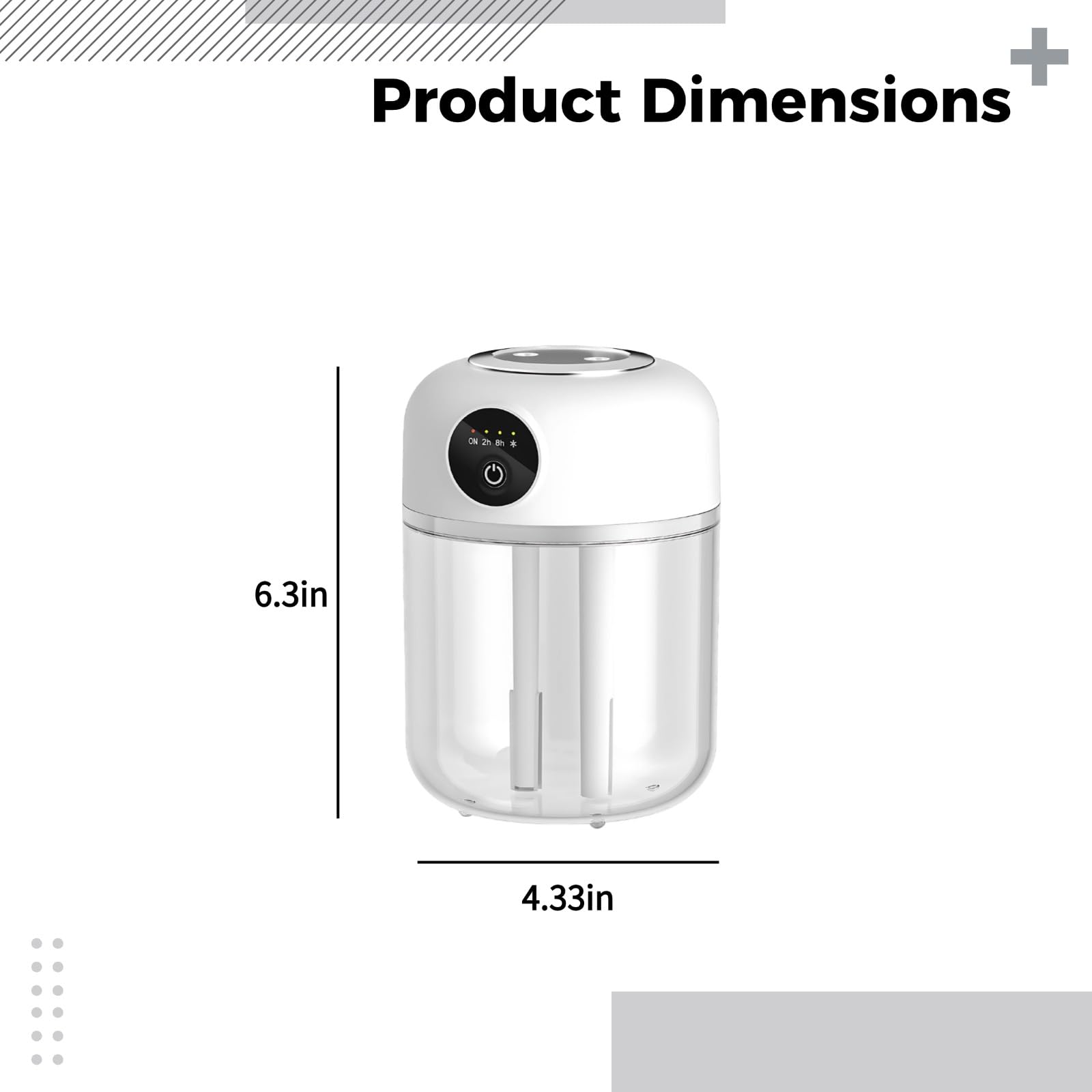 Umidificatore a doppio ugello, umidificatore portatile da scrivania, alimentazione USB, grande capacità 4.3 x 4.3 x 6.3 in / 11 x 11 x 16 cm, purificatore d'aria compatto, spegnimento automatico