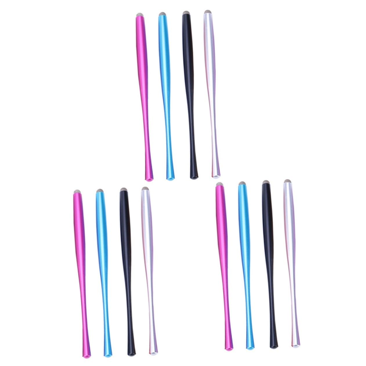 UKCOCO 12piezas Stylus De Metal para Pantallas Táctiles Punta Fibra Bolígrafo Capacitivo para Escritura Teléfonos y Tabletas Rojo Negro Azul Plateado