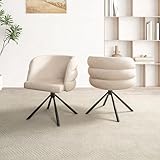 extrasleep Swivel Home Office Desk Chairs Set of 2 with Metal Base, Office Chair Without Wheels with 270° Rotation, Modern Deak Chairs with Thickened Cushion, Accent Chair for Long Hours(Beige)