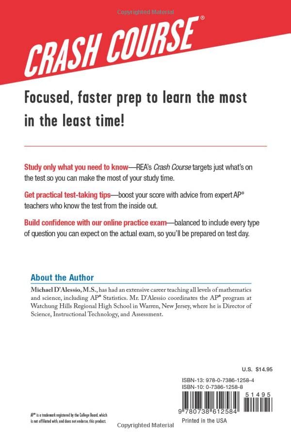 AP(r) Statistics Crash Course, Book + Online: Get a Higher Score in Less Time (Advanced Placement (AP) Crash Course) - Image 2