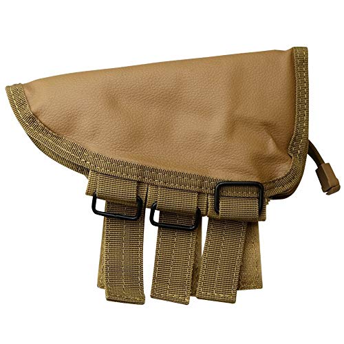 Gexgune Military Outdoor Tactical Rifle Buttstock Cheek Rest Ammo Pouch Portable Stock Shell Cartridge Holder Hunting Mag Pouch (Khaki) #TOP1