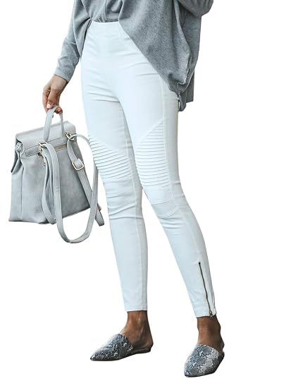 Lynwitkui Womens Moto Jeggings Skinny 