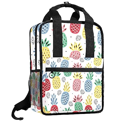 Sac à dos ananas pour fille, cartable enfant multicolore de dimensions 35.5x26x12 cm