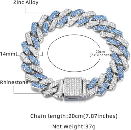 Collier bleu pour chien à maillons cubains de 61 cm avec boucle de sécurité