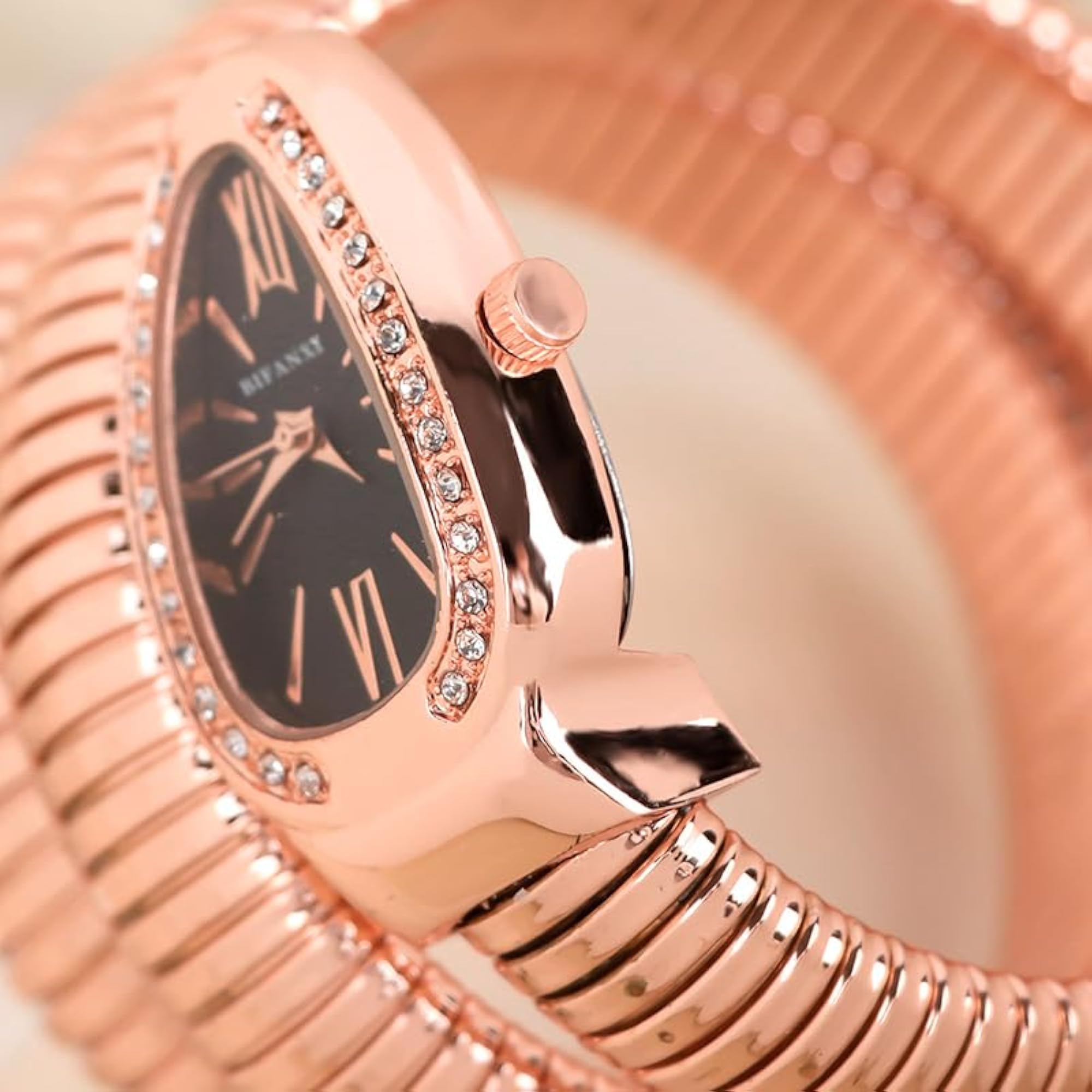 Women's Snake Design Quartz Watch with Two-Circle Bracelet