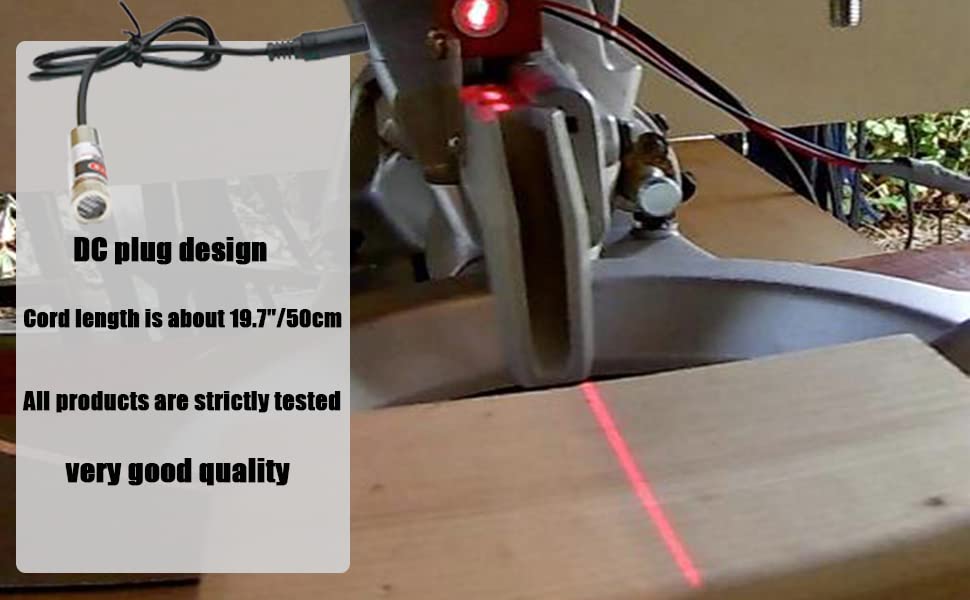 Image of 650nm red line laser module industrial laser module adjustable focus line length 19.7″ DC plug diameter 10mm (10mm-line-1pack)