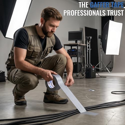 Image of Grey Gaffers Tape 3 inch 6 Pack, Heavy Duty Gaffer Tape Bulk, No Residue Cloth Fabric Matte Finish Gaffing Tape Dance Floor,Non-Reflective Gaff Tape Hand Tear Self-Adhesive for Cable Stage Photography
