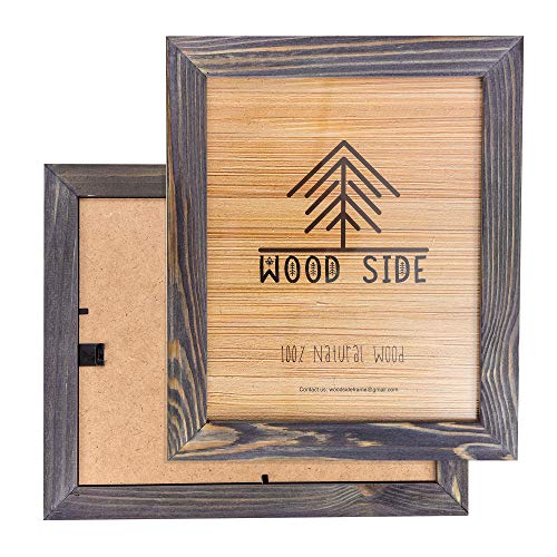 image for Wood Side Rustic Wooden Picture Frames 8x10 - Old Dark Grey - Set of 2