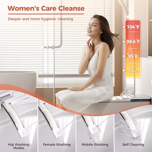 Smart Toilet, One Piece Toilet with Bidet Built in, Modern Tankless Toilet with Heated Toilet Seat, Bidet Warm Water, Dryer, Auto Toilet Flushing, Foot Sensor Operation - Image 3