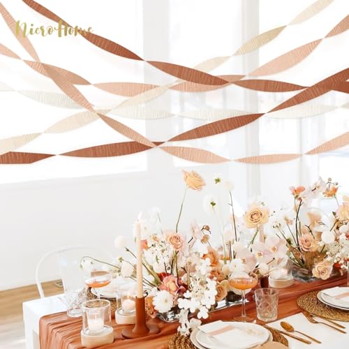 Image of NICROHOME EUR Wedding Party Decorations, 8 Rolls Creamy White Crepe Paper Streamers for Boho Wedding, Engagement, Baby Bridal Showers Party Supplies, Birthday, 82 ft Long