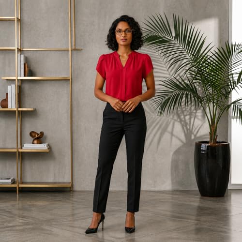 Image of Keiraa Women Blouse Half Sleeves Office Lady Shirt Women Tops