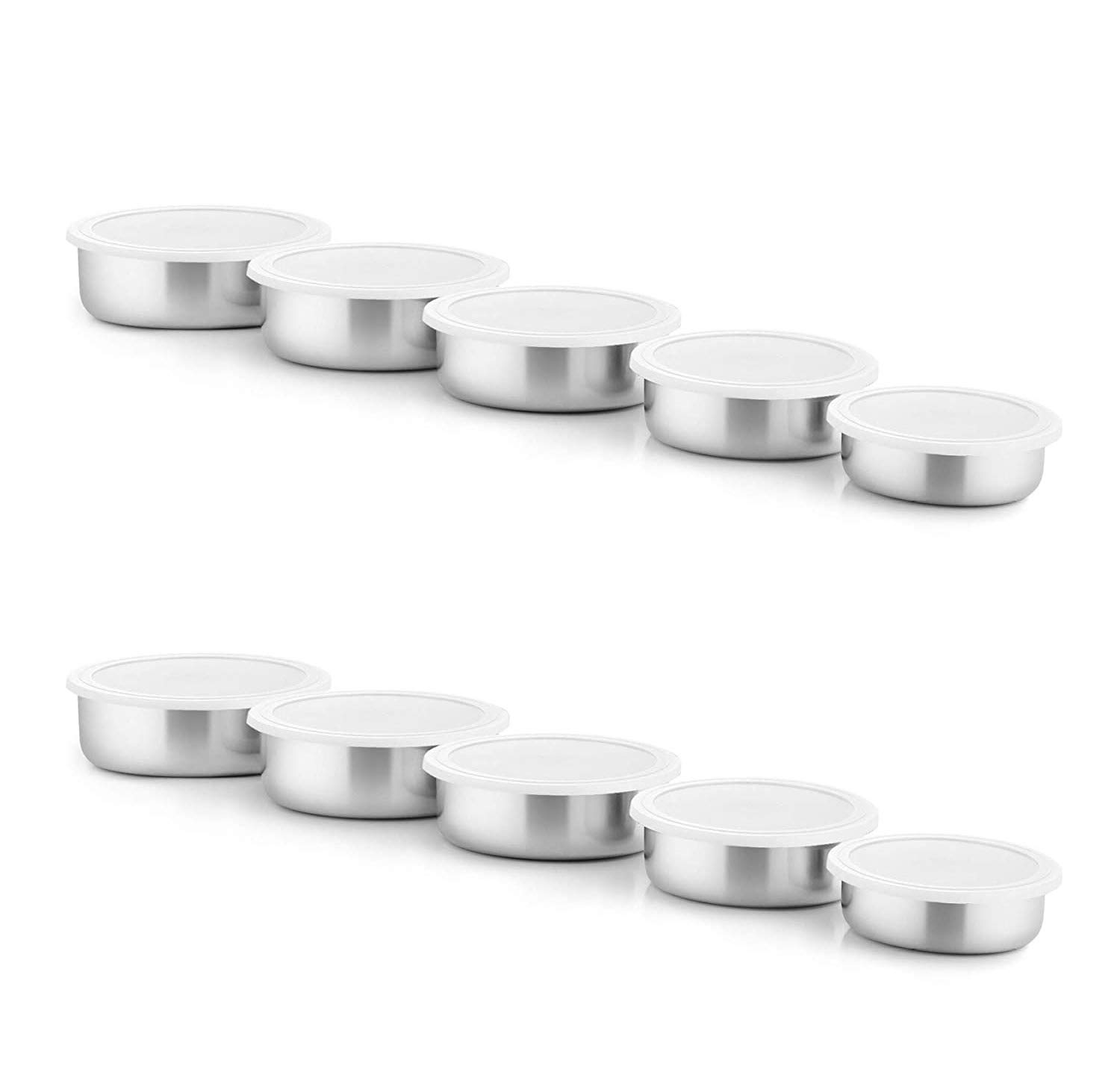 SNOWSTARHigh Grade Quality Stainless Steel Kitchen Storage Containers With Airtight Lid - Set Of 5+5 Pieces - Made Of Food-Grade Quality Bowl Set For Storing And Serving Food Items (Combo Offer)