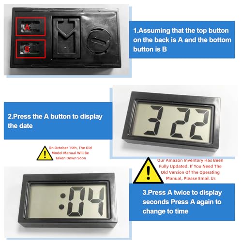 Image of Shudyear Small Digital Clock, with Jumbo LCD Time & Day Display,Mini Automotive Small Digital Clock Battery Operated for Desktop Nightstand Pocket Car Truck Dashboard & Air Vent (12, Black)