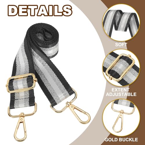 Image of PATIKIL Purse Strap, Wide Shoulder Strap Adjustable Crossbody Bag Straps Universal Replacement Shoulder Bag Belt for Women's Handbags Canvas Guitar Bag Backpack, Black