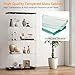 Zevemomo Tempered Glass Display Cabinet with Lights, 4-Tier Curio Cabinet with Glass Doors and Lock, Glass Display Case for Collectibles, for Living Room, Bedroom, Office, Double Door, White
