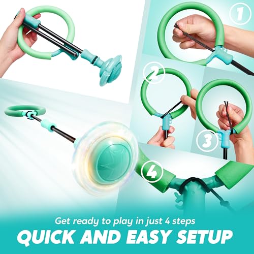 JOYIN Green Ankle Skip Ball with Flashing Lights, Toy for Kids Indoor & Outdoor, Flashing Swing Ball Foldable Sports Toy, Birthday Gifts for Kids 3 4 5 + - Image 4