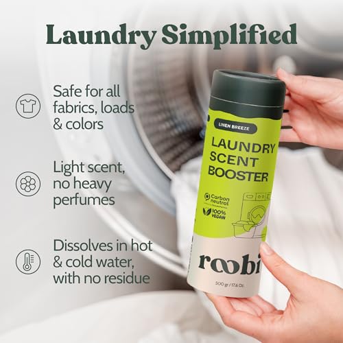 Image of Roobi Sustainable Laundry Scent Booster Beads. Linen Breeze Fragrance | 500 Grams Bulk Booster Pack, Carbon Neutral, 100% Vegan