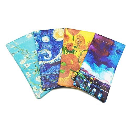Image of 4 Pack Squeeze Eyeglasses Pouch, Leather Sunglasses Case Glasses Sleeve for Travel, Office, Study