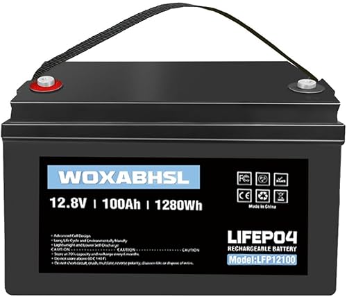 Miniatura 1 de WOXABHSL Batería de ciclo profundo LiFePO4 de litio de 12 V 100 Ah, más de 4000 ciclos, batería recargable de fosfato de hierro y litio para solar,