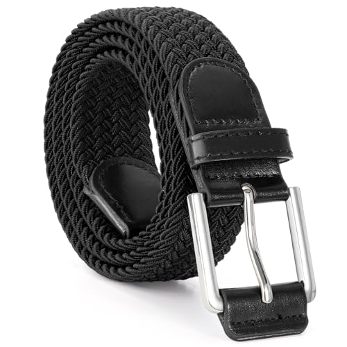 SUOSDEY Men Stretch Woven Belt Golf Braided Belt Casual Elastic Belt Web Belt for Jeans Pants