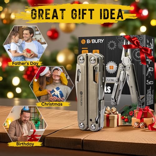 BIBURY 24-in-1 Titanium Multitool Pliers, 8.7oz Ultra-Light EDC Pocket Tool with Sheath & Belt Clip, Aerospace-Grade Titanium Handle for Camping, Hiking, DIY, Gift for Men - 2048DT by BIBURY - Image 9