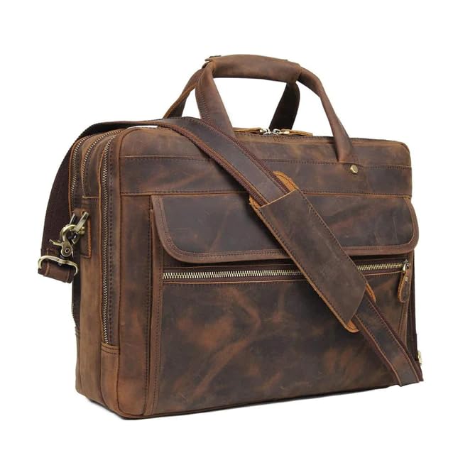 MaheTri 16 Inch Handcrafted Leather Laptop Office Travel Bag with Adjustable Shoulder Strap (B0CLVFJXYR) Amazon Price History, Amazon Price Tracker