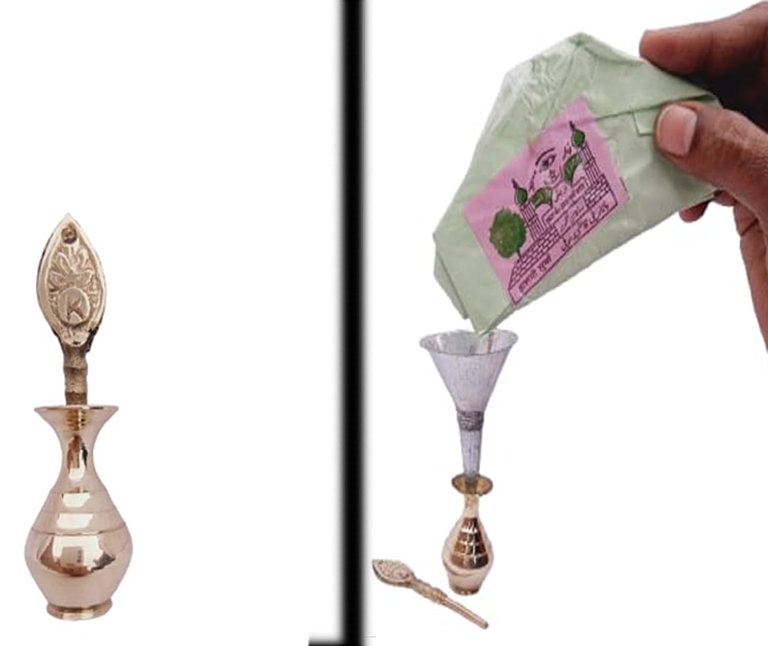 Brass surmedani with Funnel/kuppi and surma use in eye's muckap[size-7-cm] Pack of-1funnel,2 surma Packed,1 Brass surmedani.