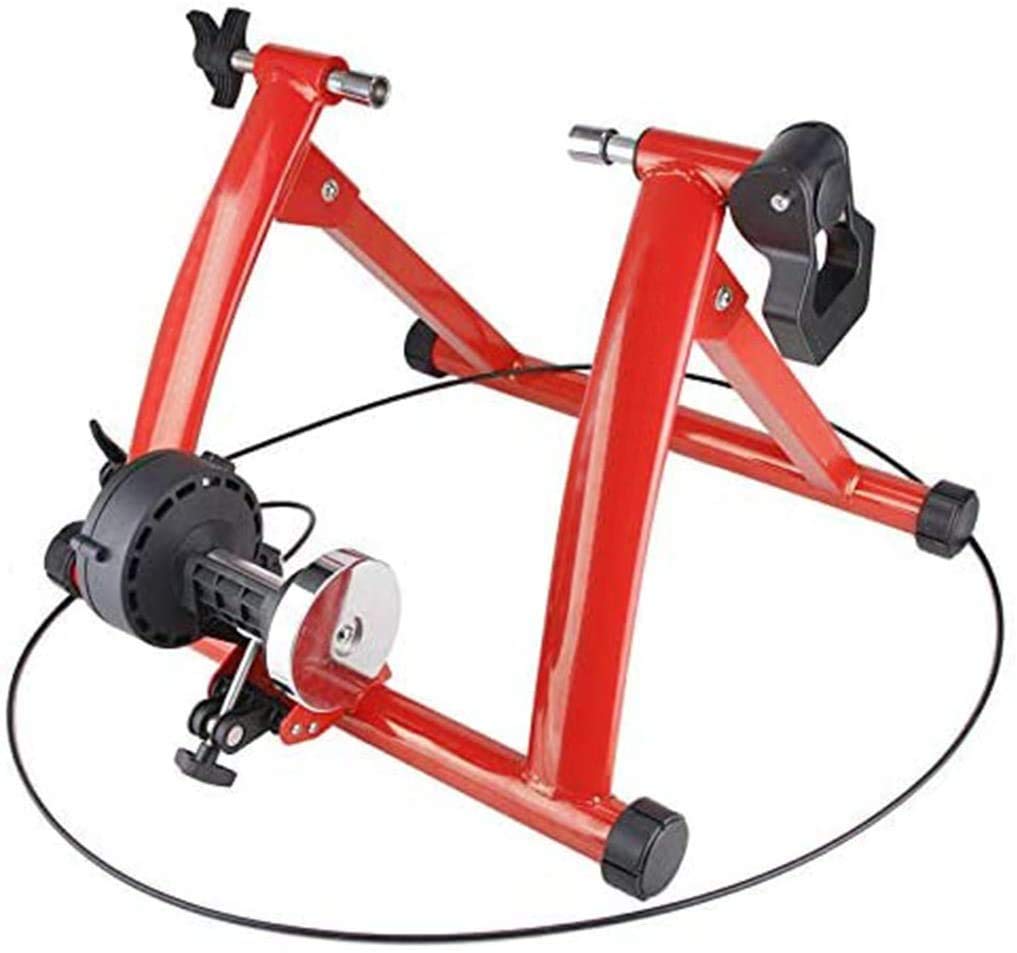Fahrradtrainer für den Innenbereich, magnetischer Ständer für Fahrradtrainer für Innenfahrräder, Rollentrainer für Heim-Radtraining, Schwarz (Rot normal)