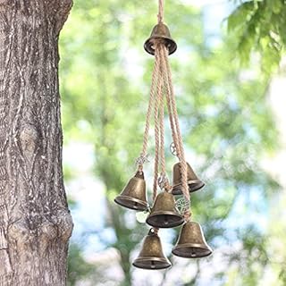 Fanwer Witches Bells,Door Protection Charm,Magic Clear Negative Energies,Attracts Positive,Boho Wind Chimes Hanging Ornaments For Porch,Garden,Window,Metal Home Decoration, 19.5×14×5.5
