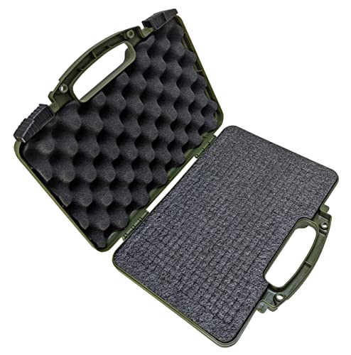 Olive Green Hard Gun Pistol Case | TSA Approved, Lifelong-Durability Hand Gun Cases for Pistol â€“ DS2TeK Handgun Case w/ Dual-Lock System â€“ Military-Grade Pistol Case for Handguns | EPE WATERPROOF FOAM