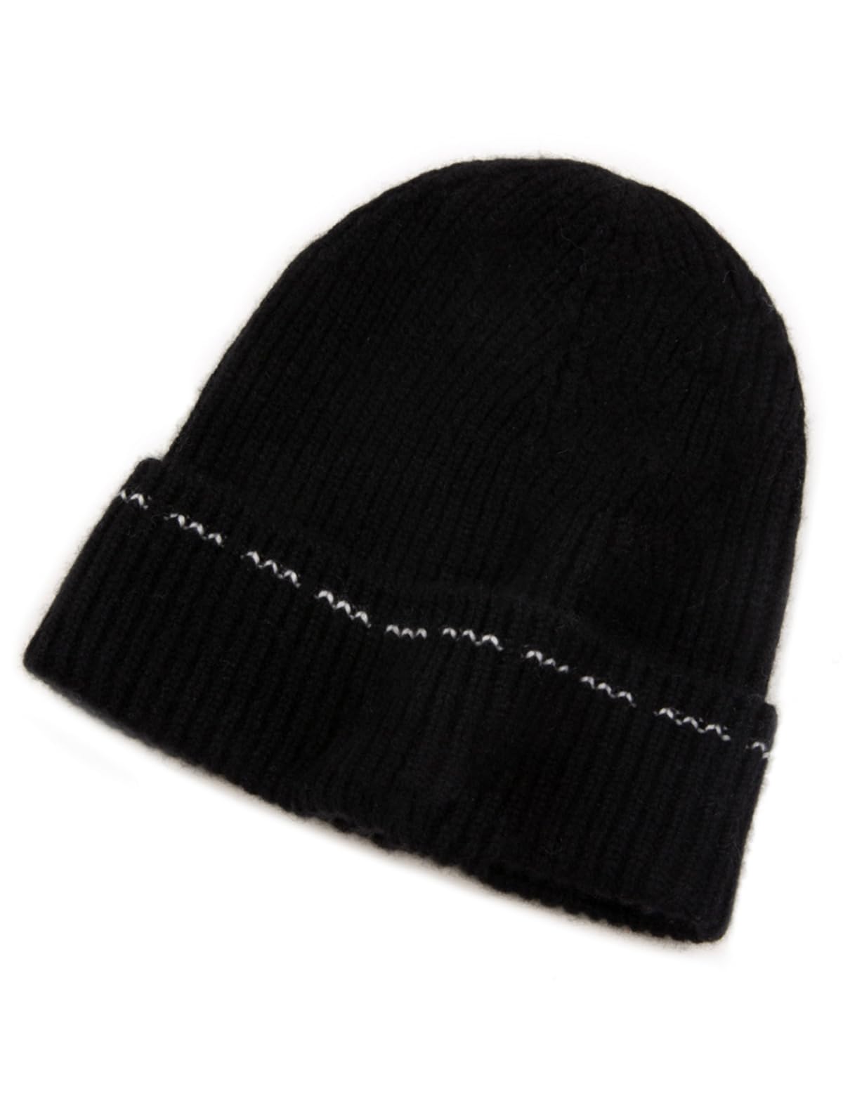 100% Kaschmir Cuffed Beanie Mütze für Damen Herren, Weiche Warme Strickmütze mit Bündchen, Winddicht Winterhüte Gestrickt Skull Cap, Unisex Outdoor Sportmütze zum Laufen Ski, Winter Geschenk Black F