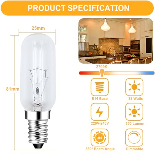 EASYIVY E14 Dunstabzugshaube Glühbirne, T25 Dunstabzugsbirne SES Gerätelampe Dimmbar Glühlampe 350lm Warmweiß 2700K für Dunstabzugshaube, Deckenleuchte, 3 Stück