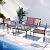 Shintenchi 4 Pieces Patio Furniture Set All Weather Textile Fabric Outdoor Conversation Set, with Glass Coffee Table, Loveseat, 2 Single Chairs for Home, Garden, Lawn, Porch?Black?
