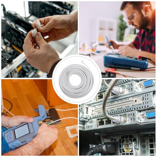 Cable de extensión para teléfono LALAFINA de 20 metros con conectores RJ11 6P4C para módem de oficina 4
