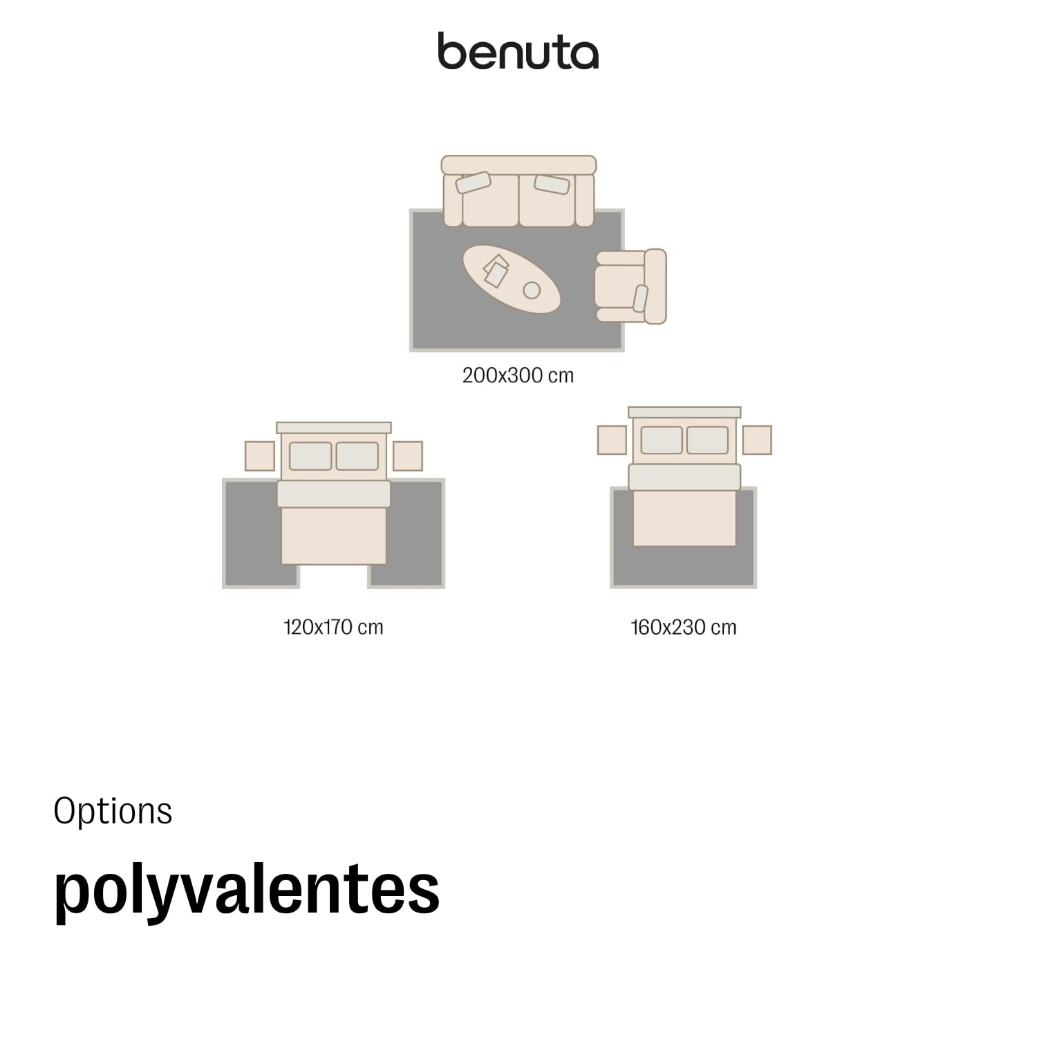 benuta Basic Tapis Salon Claire - Crème 160x230 cm - Minimaliste géométrique rétro - Facile Entretien - Compatible Chauffage - pour Chambre, Bureau, Couloir, Bebe
