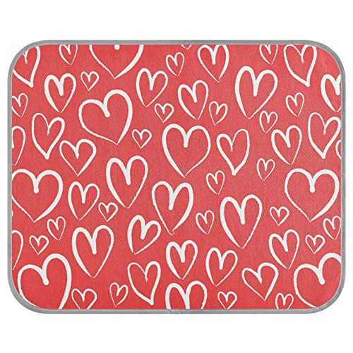 Oyihfvs Seamless White Hearts on Red Happy Valentine's Day Rectangle Ice Silk Dog Pet Pad, Soft Cooling Cat Mat Mattress, Washable Sleeping Pad for Puppy Cat Kennel (Small) 22 x 27 inch