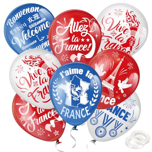 DPKOW 24pcs Ballons Sports France Décoration pour Supporter Equipe France Sports International Décoration Ballons Français