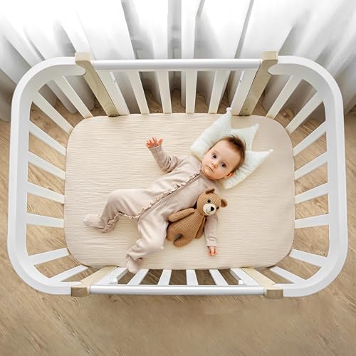Image of lulumoon Muslin Bassinet Sheets for Baby: Soft Bedside Sleeper Bassinet Fitted Sheets for Boys and Girls