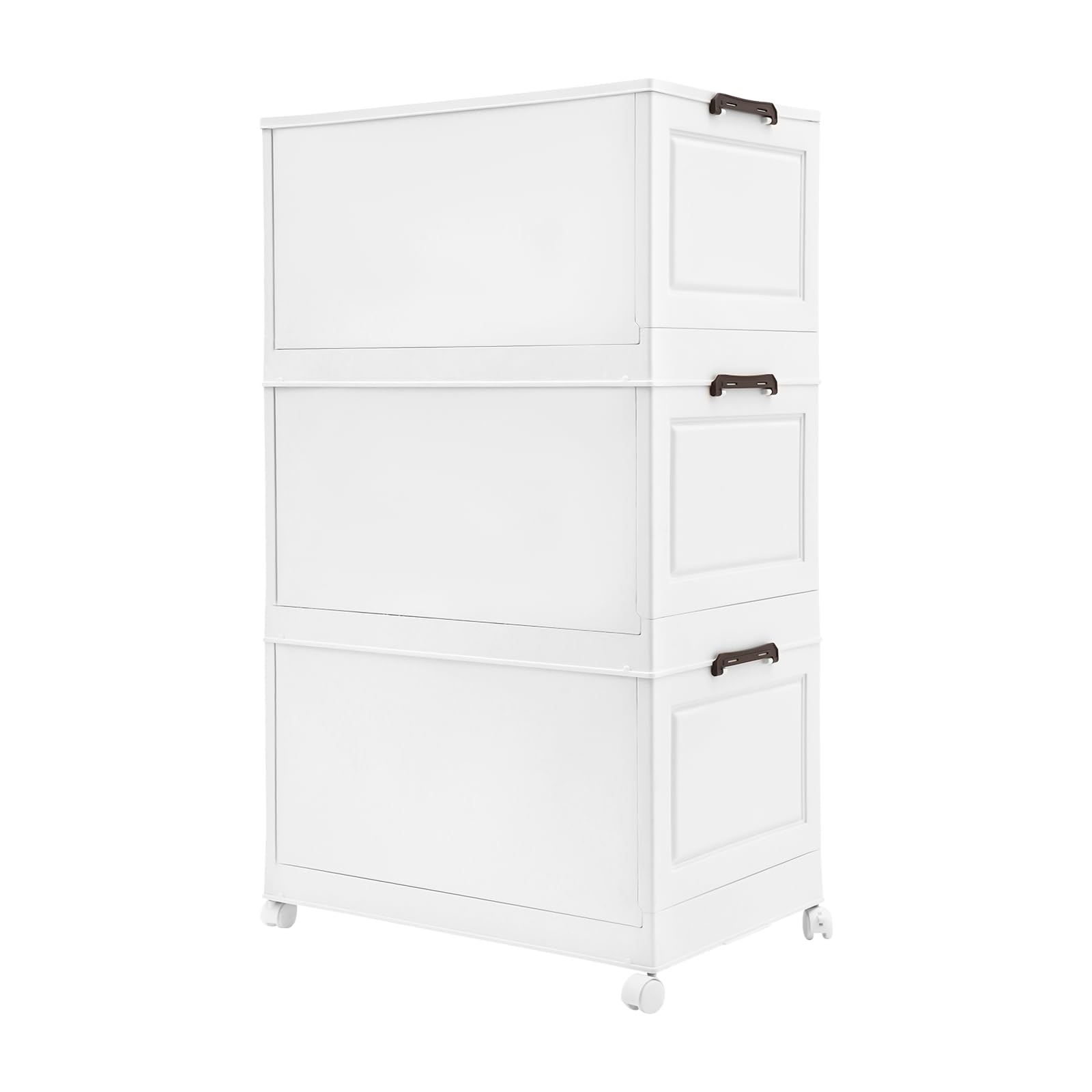Faltbare Aufbewahrungsbox mit Deckel 3 Ebenen Transparent 30kg Tragfähigkeit stapelbare Lagerboxen mit Rollen und Magnetverschluss 65x42x110,5cm Lagerbehälter für Zuhause Plastikbox