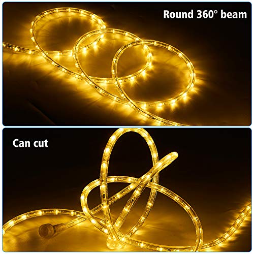 Jinjuer Led Rope Lights Plug In Warm White 33Ft Connectable Flexible Clear Tube Lights Waterproof Indoor Outdoor Led Rope Lighting For Bedroom,Garden, Patio, Party, Camping,Wedding Decoration #TOP4
