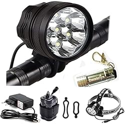 Bici Fija Casera Constefire LED LUZ Linterna LáMPARA Torch 7 LED de Bicicleta/Bici lámpara Luz LED Frontal luz de la Bicicleta Bicicletas (7 led, 3 Modos) con 4x16850 batería y Cargador & Llavero Linterna Torch